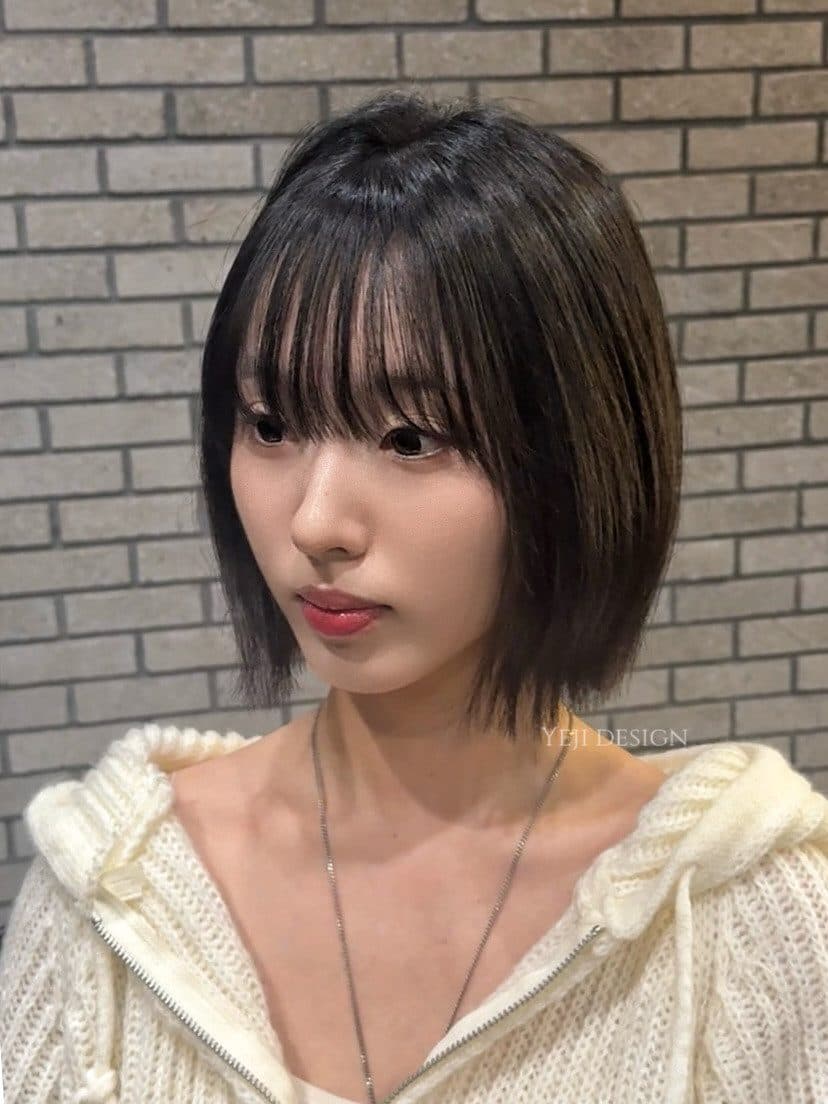 준오헤어 서면부전점 예지 디자이너의 앞머리가 있는 단발 스타일 예시
